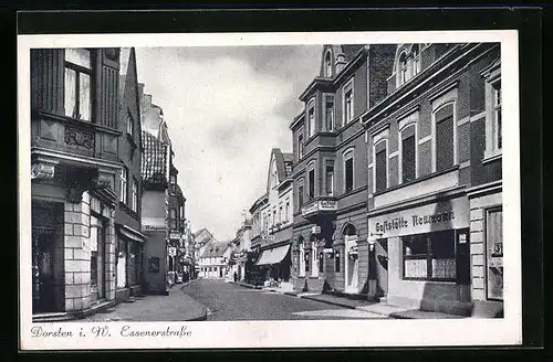 AK Dorsten i. W., Essenerstrasse mit Gasthäusern und Cafe