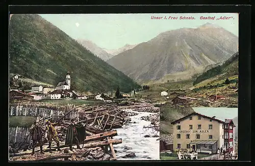 AK Unser Frau i. Schnals, Gasthof Adler, Teilansicht