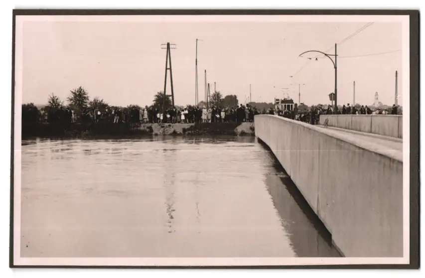 39 Fotografien Bademode, Ansicht Karlsruhe, Rheinstrandbad Rappenwört, Sport, Tischtennis, Strassenbahn, Hochwasser Boxen 12