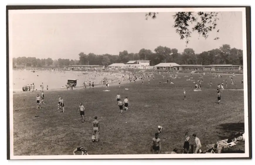 39 Fotografien Bademode, Ansicht Karlsruhe, Rheinstrandbad Rappenwört, Sport, Tischtennis, Strassenbahn, Hochwasser Boxen 31
