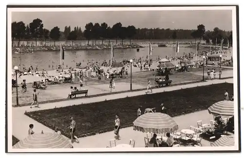 39 Fotografien Bademode, Ansicht Karlsruhe, Rheinstrandbad Rappenwört, Sport, Tischtennis, Strassenbahn, Hochwasser Boxen