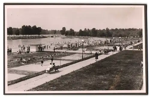 39 Fotografien Bademode, Ansicht Karlsruhe, Rheinstrandbad Rappenwört, Sport, Tischtennis, Strassenbahn, Hochwasser Boxen