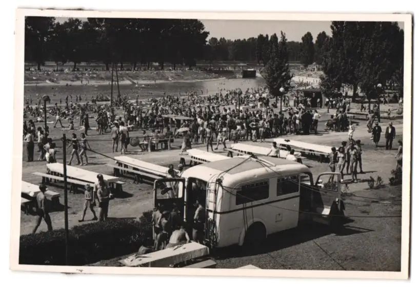 39 Fotografien Bademode, Ansicht Karlsruhe, Rheinstrandbad Rappenwört, Sport, Tischtennis, Strassenbahn, Hochwasser Boxen 9