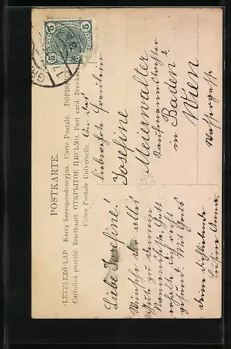 AK Hoch Josefine, Mädchen mit Blumen zum Namenstag