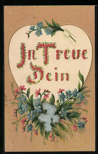 Präge-AK In Treue Dein, Herz mit Vergissmeinnicht