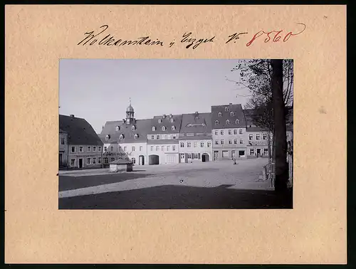 Fotografie Brück & Sohn Meissen, Ansicht Wolkenstein, Marktplatz mit Bäckerei Gustav Baldauf, Hotel Sächsischer Hof