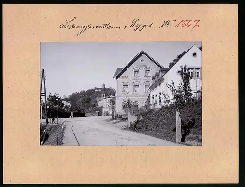 Fotografie Brück & Sohn Meissen, Ansicht Scharfenstein, Hotel & Kurhaus Wolkenstein, Blick zum Schloss