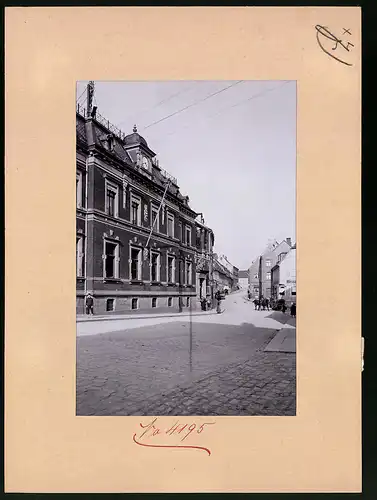 Fotografie Brück & Sohn Meissen, Ansicht Rosswein, Döbelnerstrasse mit Postamt & Restaurant