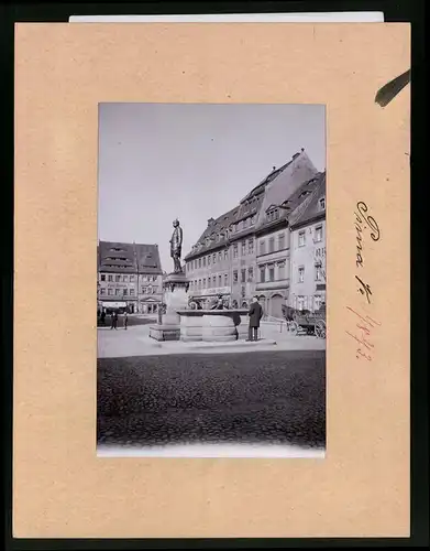 Fotografie Brück & Sohn Meissen, Ansicht Pirna, Marktplatz mit Modewaren-Handlung, Ladengeschäft von Emil Ramm