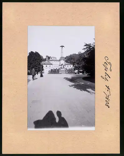 Fotografie Brück & Sohn Meissen, Ansicht Teplitz, Steinbad mit Kriegerdenkmal