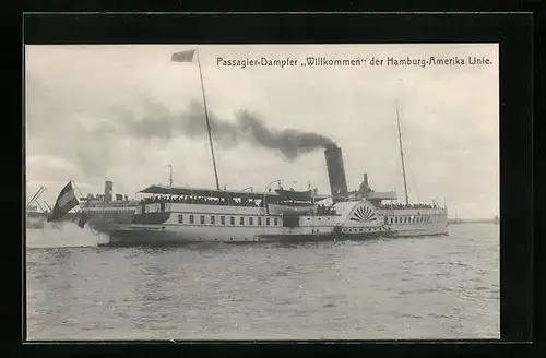 AK Passagier-Dampfer Willkommen der H.-A.-Linie in voller Fahrt