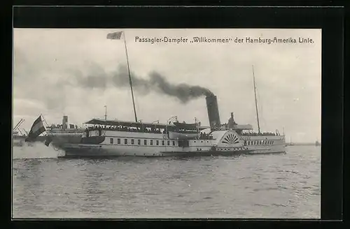AK Passagier-Dampfer Willkommen der H.-A.-Linie in voller Fahrt