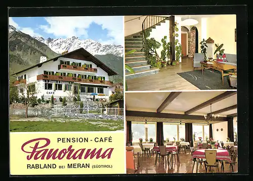 AK Rabland bei Meran, Pension-Cafe Panorama, Innenansichten