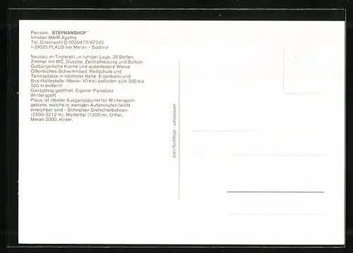 AK Plaus bei Meran, Pension Stephanshof