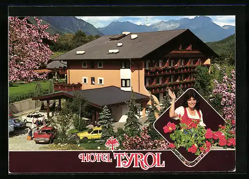 AK Rabland bei Meran, Komforthotel Tyrol, Winkende Frau