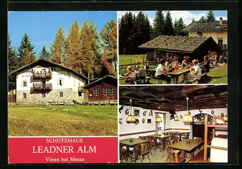 AK Vöran bei Meran, Leadner-Alm, Innenansicht, Garten