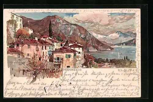Künstler-AK Manuel Wielandt: Menaggio, Panorama