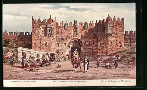 Künstler-AK Friedrich Perlberg: Damaskustor in Jerusalem