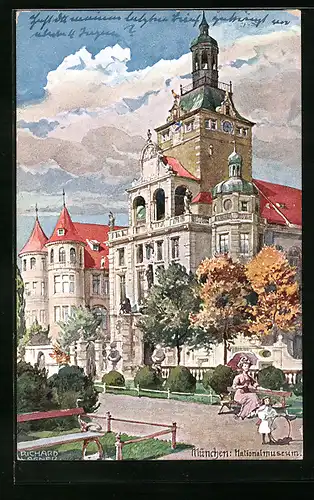 Künstler-AK Richard Wagner: München, Partie am Nationalmuseum