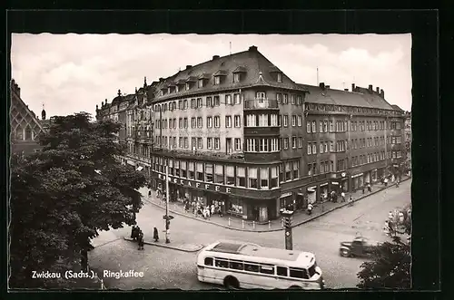 AK Zwickau i. S., Ringkaffee aus der Vogelschau