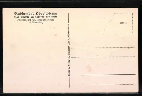 AK Radiumbad Oberschlema, Kurhotel und St. Wolfgangskirche in Schneeberg