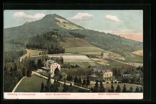 AK Königswinter, Oelberg im Siebengebirge mit Hotel Margaretenhof und Sophienhof