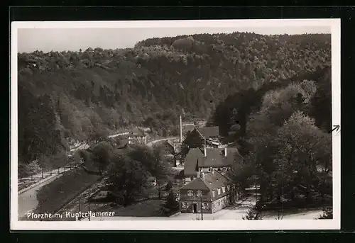 AK Pforzheim, Kupferhammer aus der Vogelschau