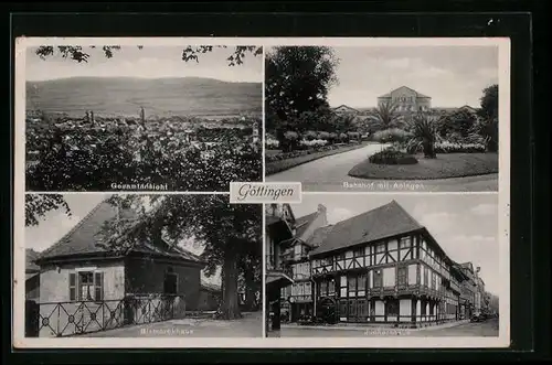 AK Göttingen, Gesamtansicht mit Bahnhof