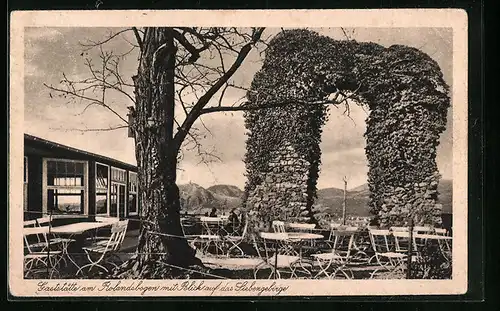 AK Rolandseck, Gaststätte a. Rolandsbogen mit Terrasse