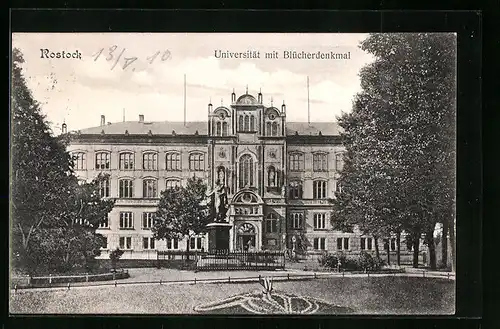 AK Rostock, Universität mit Blücherdenkmal