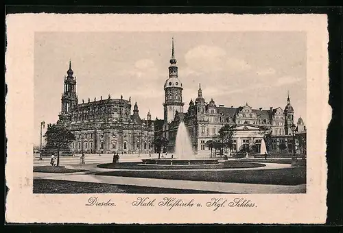 AK Dresden, Katholische Hofkirche und Königliches Schloss