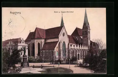 AK Augsburg, Dom und Sieges-Denkmal