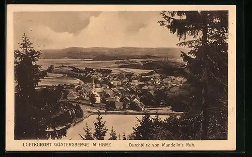 AK Güntersberge /Harz, Durchblick von Mundelins Ruh