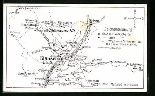 AK Klausen, Landkarte mit Brixen