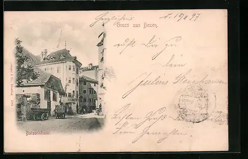 AK Bozen, Ortsansicht mit Batzenhäusl