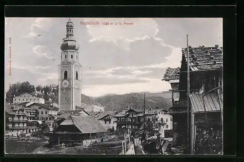 AK Kastelruth, Ortsansicht mit Kirche