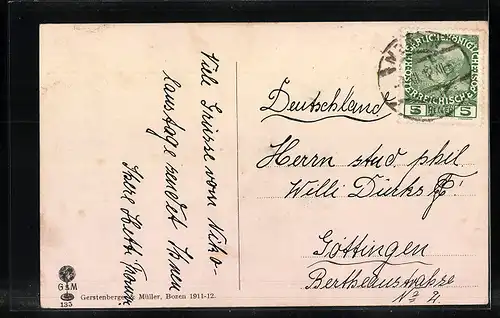 AK Meran-Obermais, Schloss Rametz mit Bergpanorama