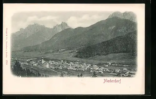 AK Niederdorf, Totalansicht mit Kirche
