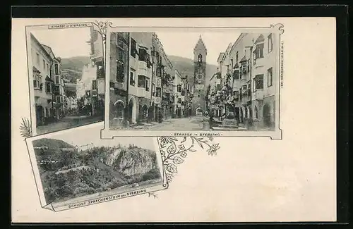 AK Sterzing, Ortsansicht mit Strassenpartie