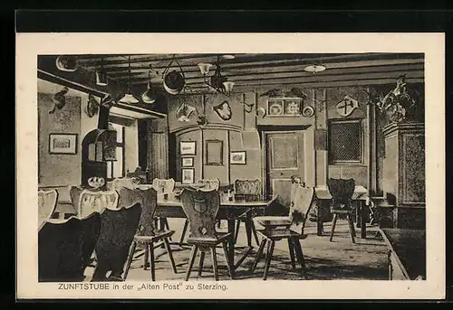 AK Sterzing am Brenner, Central-Hotel Alte Post, Zunftstube, Innenansicht