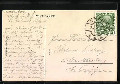 AK Kastelruth am Schlern, Strassenpartie mit Lebensmittelgeschäft durch Torbogen