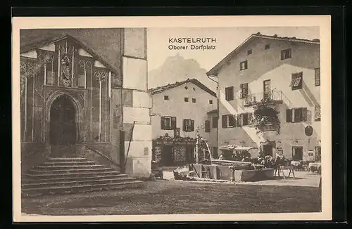 AK Kastelruth, Oberer Dorfplatz mit Gasthaus zum Lamm