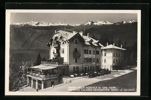 AK Passo della Mendola, Hotel Pensione Caldaro-Herrnhofer verso le Dolomiti