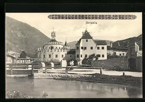 AK Novacella, Teilansicht mit Promenade und Brücke