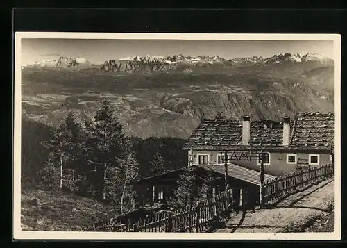 AK Giogo S. Vigilio bei Meran, Albergo Gampl aus der Vogelschau