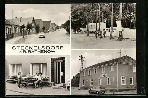 AK Steckelsdorf, Zeltplatz, Strassenpartie, Gasthaus