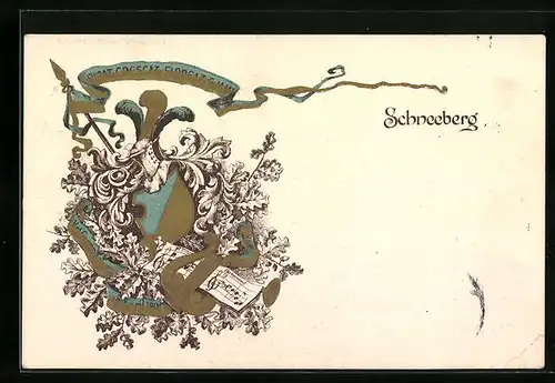 Künstler-AK Schneeberg, Wappen des Königl. Gymnasium