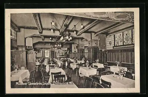 AK Leipzig, Gasthaus Münchner Löwenbräu in der Katharinenstrasse - Innenansicht