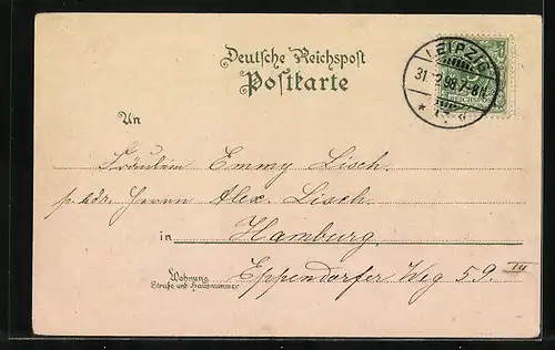 Mondschein-AK Leipzig, Theater Schwanteich mit Springbrunnen