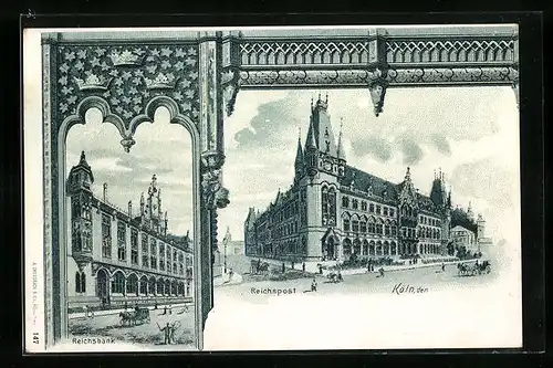 Lithographie Köln, Reichpost, Reichsbank